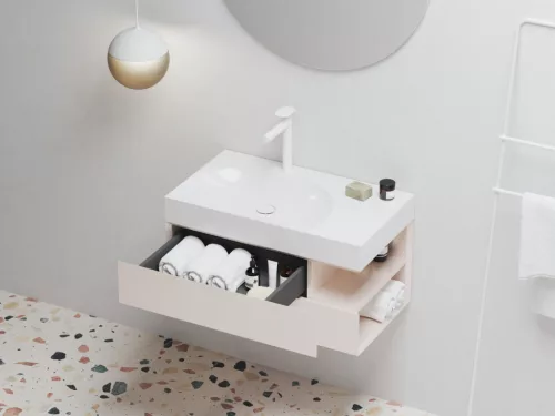 Ravak SD Lite 80 J fürdőszobai szekrény mosdó alá Alabaster Pink