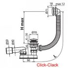 Ravak Kád le/túlfolyószett 570 Click-Clack, krómozott fedél