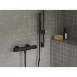   Ravak Puri termoszátos fali zuhanycsaptelep 150 mm PU 033.20BLM, matt fekete