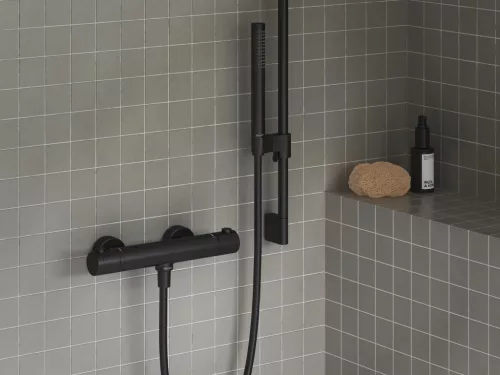 Ravak Puri termoszátos fali zuhanycsaptelep 150 mm PU 033.20BLM, matt fekete