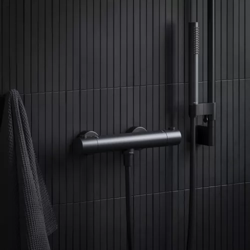 Ravak Puri termoszátos fali zuhanycsaptelep 150 mm PU 033.20BLM, matt fekete