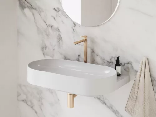 Ravak Eleganta álló mosdócsaptelep 335 mm leeresztő nélkül EL 015.60RGB, rose gold