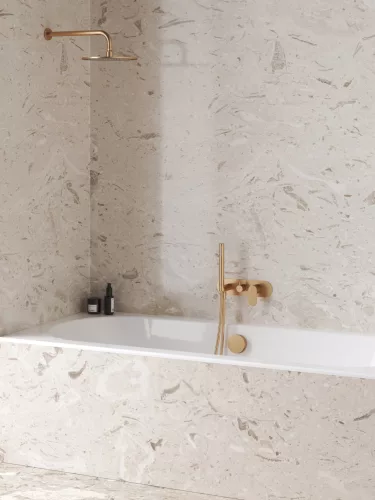 Ravak Elaganta falba süllyesztett csaptelep szettel, háromutas, belső egység nélkül EL 068.60RGB.O3.RB07D.+S, rose gold