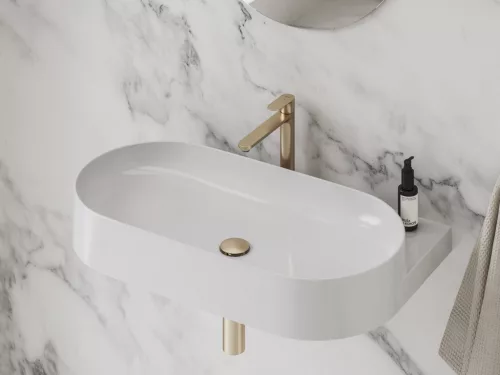 Ravak Eleganta álló mosdócsaptelep BeCool 220 mm leeresztő nélkül EL 014.61RGB, rose gold