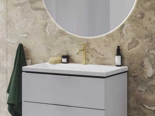 Ravak Espirit álló mosdócsaptelep BeCool 190 mm leeresztő nélkül ES 012.61GLB, gold