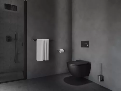 Ravak Chrome CR II 410.20BLM WC-kefe-tartó kefével és tartállyal, matt fekete