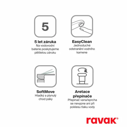 Ravak Espirit fali kádcsaptelep szettel, grafit ES 022.20GB+S