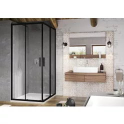 Ravak Blix Slim BLSRV2 90x90 zuhanykabin fekete+transparent
