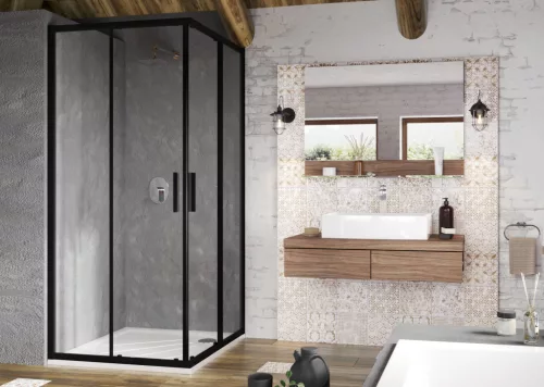 Ravak Blix Slim BLSRV2 90x90 zuhanykabin fekete+transparent