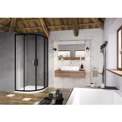 Ravak Blix Slim BLSCP4 90x90 zuhanykabin fekete+transparent