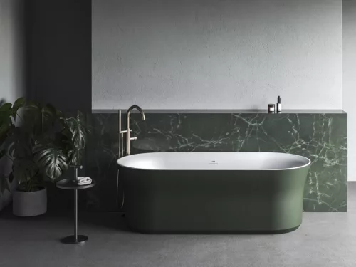 Ravak Ypsilon 180x80, akrilkád, Grey Green/fehér, szabadonálló, fehér/fekete/króm lefolyó