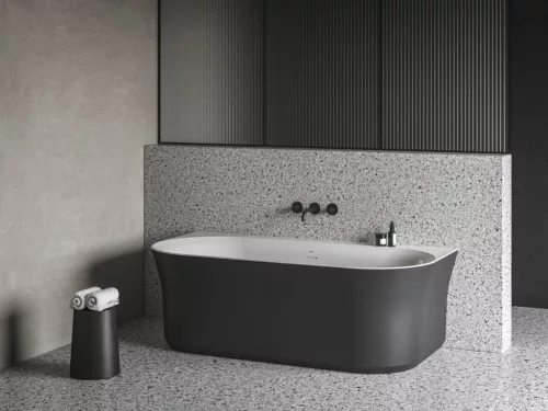 Ravak Ypsilon Wall 178x86, akrilkád, Fekete / Fehér, szabadonálló, Fekete / Fehér / Króm lefolyó