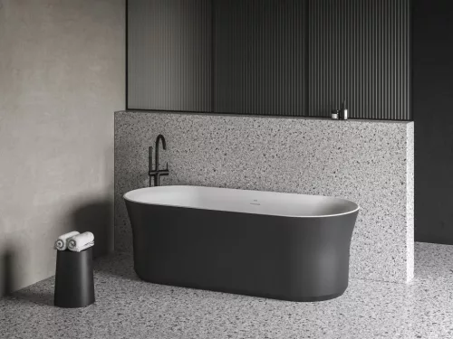 Ravak Ypsilon 180x80, akrilkád, Fekete / Fehér, szabadonálló, Fekete / Fehér / Króm lefolyó