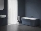 Ravak Ypsilon Wall 178x86, akrilkád, Kék / Fehér, szabadonálló, fehér/fekete/króm lefolyó