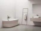 Ravak Ypsilon Wall 178x86, akrilkád, Fehér / Rózsaszín, szabadonálló, fehér/fekete/króm lefolyó