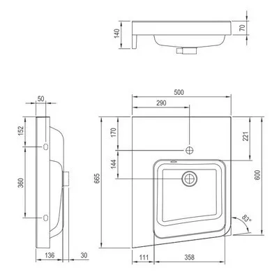 Ravak BeHappy II sarok mosdó balos 50 cm (XJAL1100001)