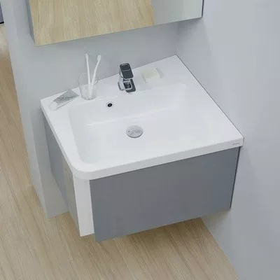 Ravak 10° beépíthető sarokmosdó csaplyukkal balos 55 cm fehér (XJIL1155000)