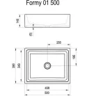 Ravak Formy 01 beépíthető mosdó túlfolyó nélkül 50 cm fehér (XJL01250000)