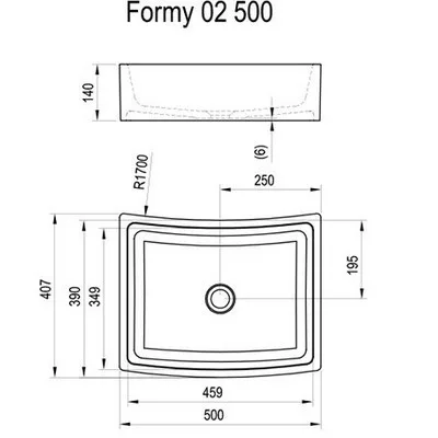Ravak Formy 02 beépíthető mosdó túlfolyó nélkül 50 cm fehér (XJM01250000)