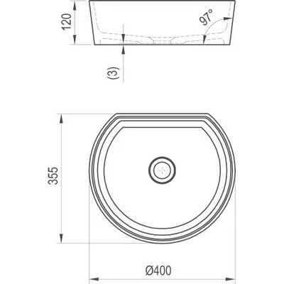 Ravak Moon 1C beépíthető mosdó csaplyuk nélkül 40 cm fehér (XJN01300001)