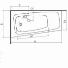 Kolo SPLIT aszimmetrikus kád lábbal 150x80 cm méretek