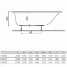 Kolo SPLIT aszimmetrikus kád lábbal 150x80 cm jobbos XWA1650000