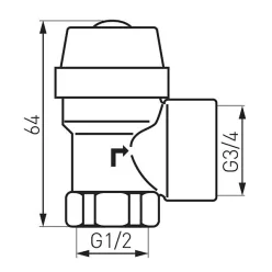   Ferro biztonsági szelep fűtésrendszerhez 1/2" x 1/2", 6 bar (Z1560)