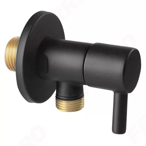 Ferro rotondo sarokcsap kerámiabetéttel és rozettávval, 1/2"x1/2" fekete (Z296-BL)
