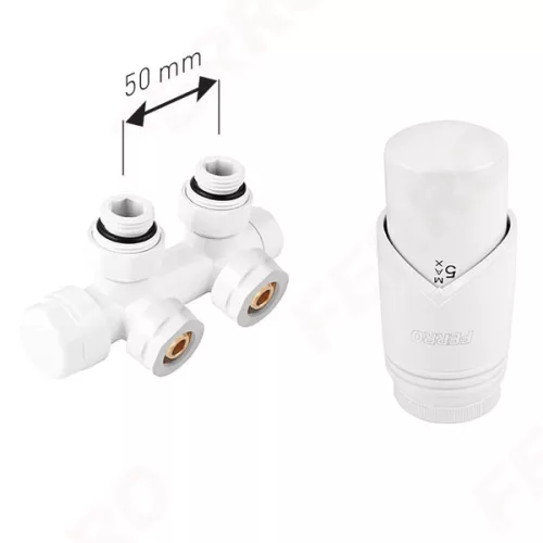 Ferro egybeépített dekoratív sarok termosztát szett, fehér (ZTD30WH)