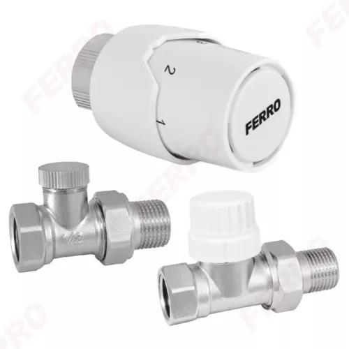 Ferro sarok termosztátos radiátorszelep szett 1/2" (ZTM20)