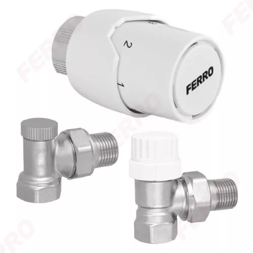 Ferro sarok termosztátos radiátorszelep szett 1/2" (ZTM21)